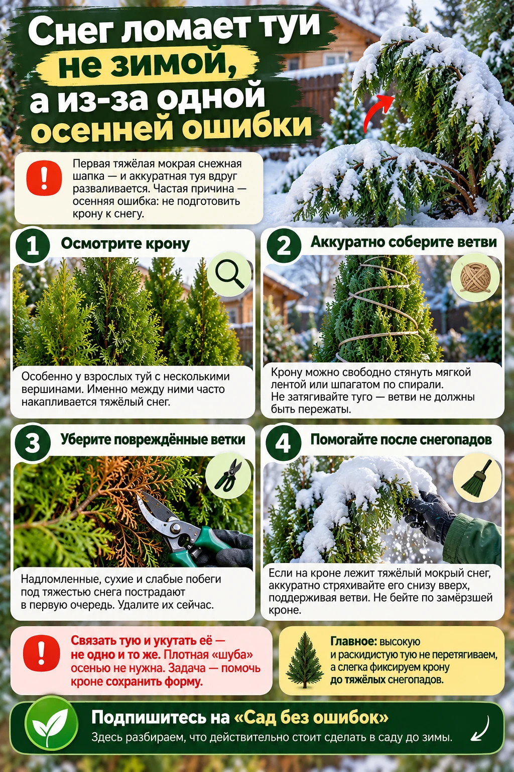🌲 СНЕГ ЛОМАЕТ ТУИ НЕ ЗИМОЙ, А ИЗ-ЗА ОДНОЙ ОСЕННЕЙ ОШИБКИ