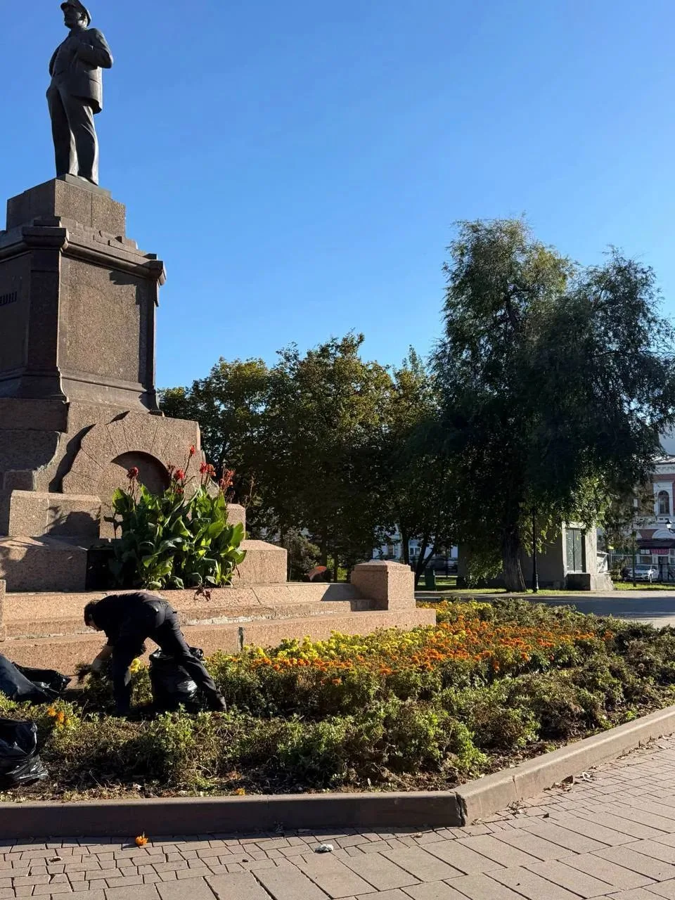 🌹 В Самаре на площади Революции убирают цветы