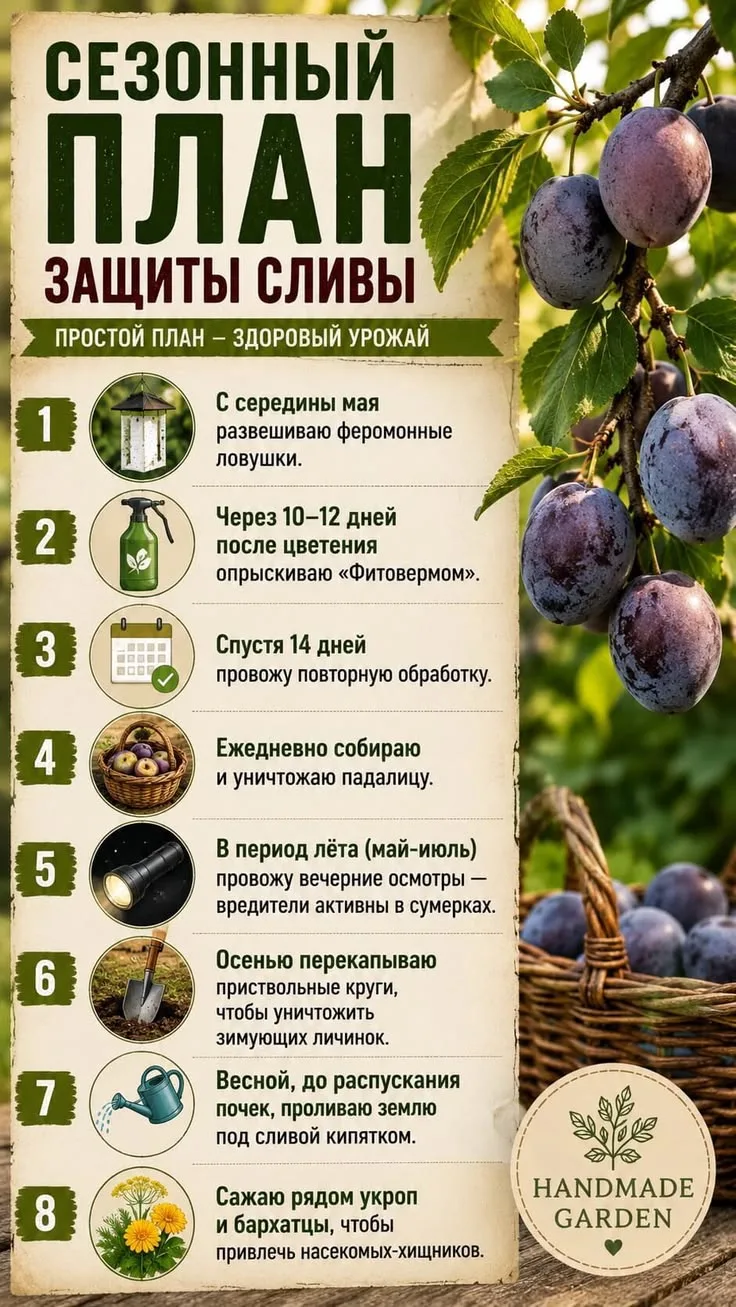 Сезонный план защиты сливы