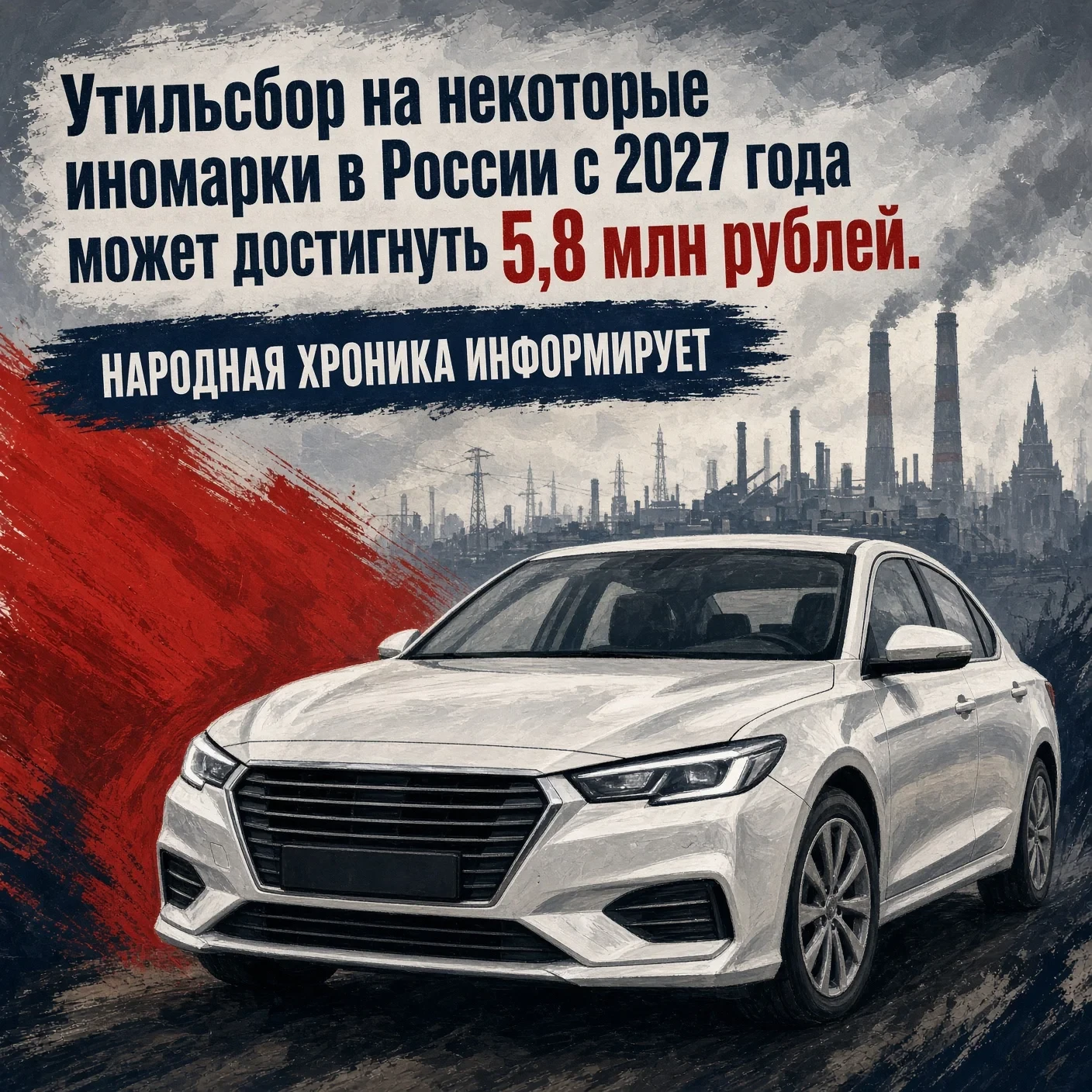 Утильсбор на некоторые иномарки в России с 2027 года может достигнуть 5,8 млн рублей.