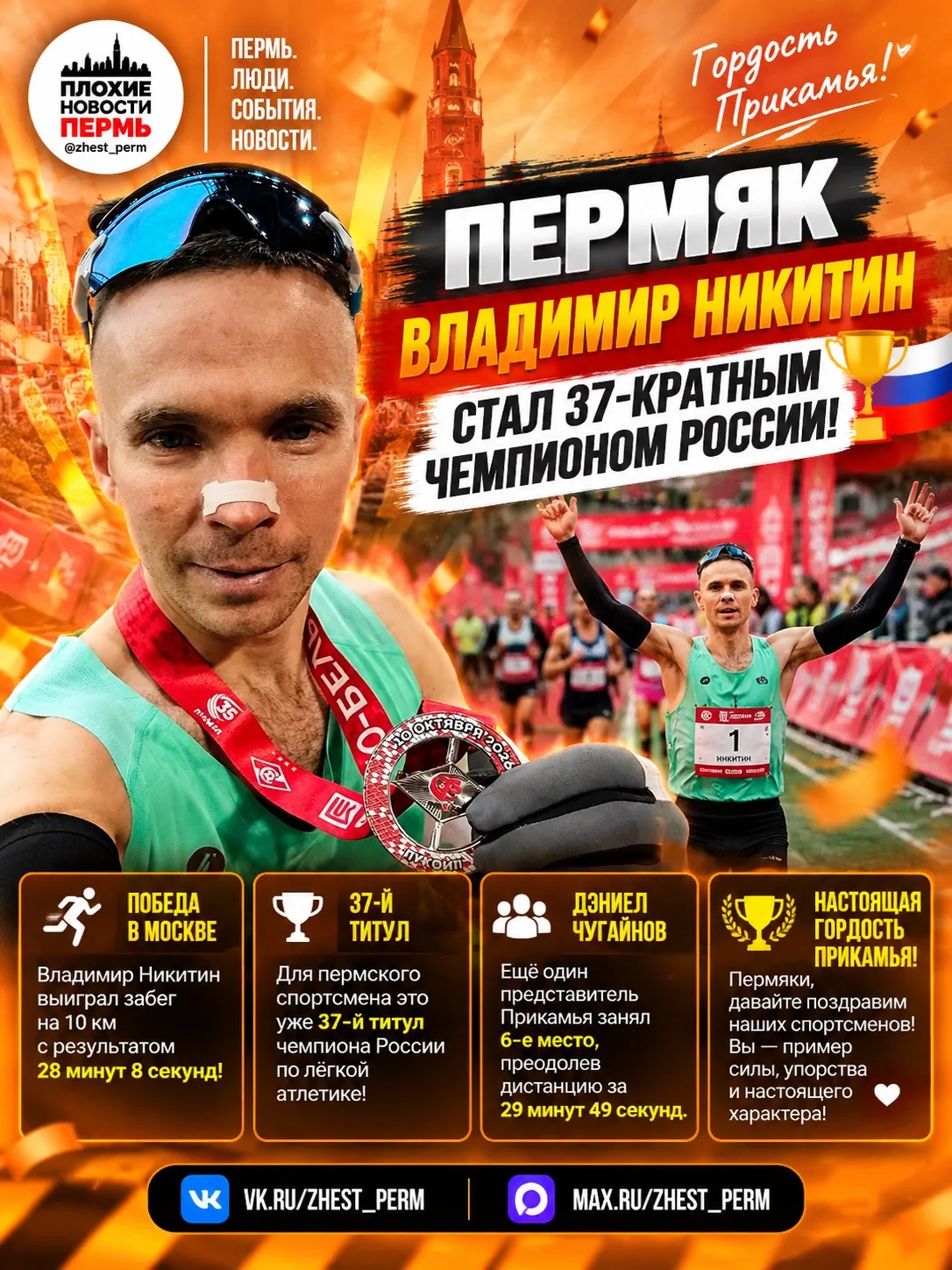 🥇 Пермяк Владимир Никитин стал 37-кратным чемпионом России! 🇷🇺