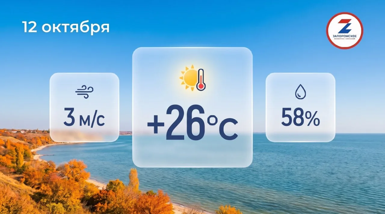 ☀️Солнечная погода ожидается в Запорожской области в понедельник, 12 октября