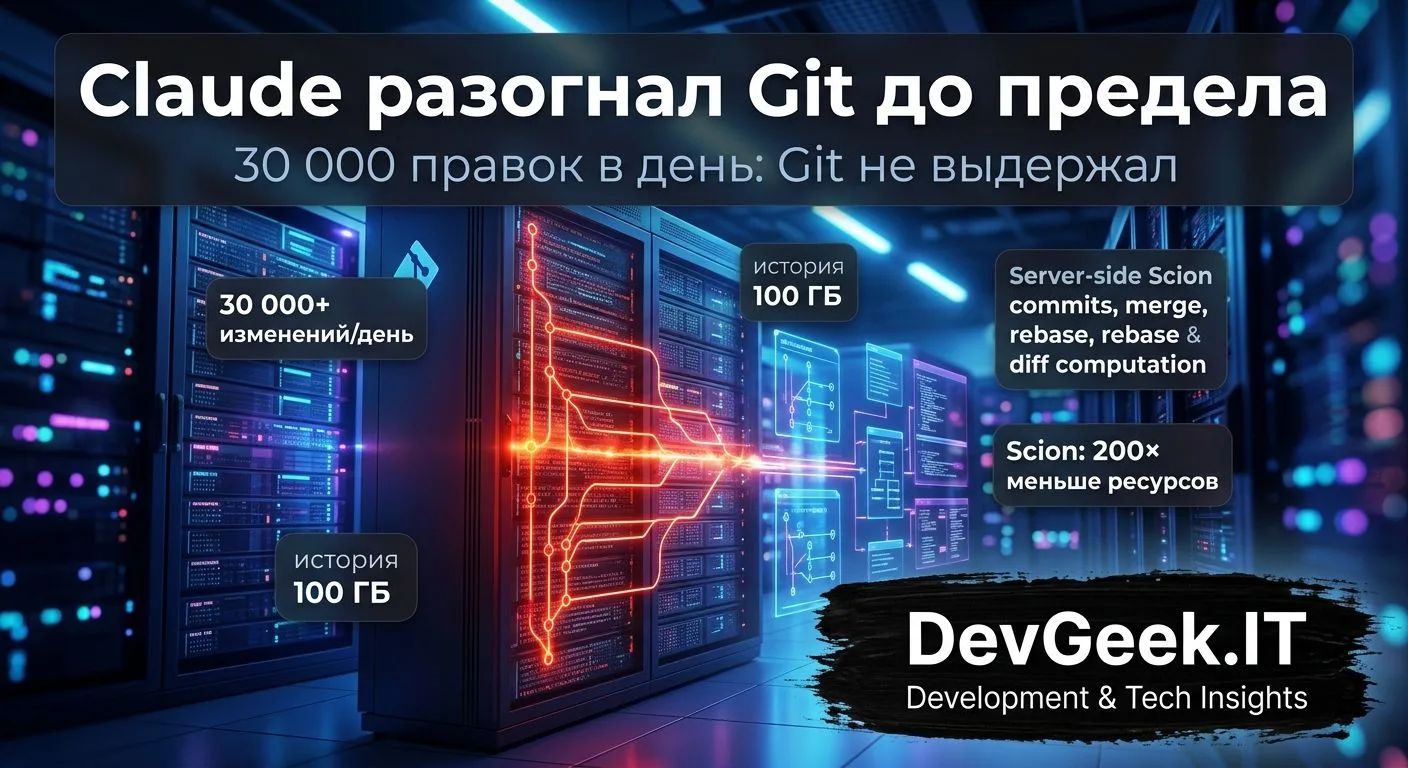 # Пост: Claude разогнал разработку в 12 раз и довёл Git до предела