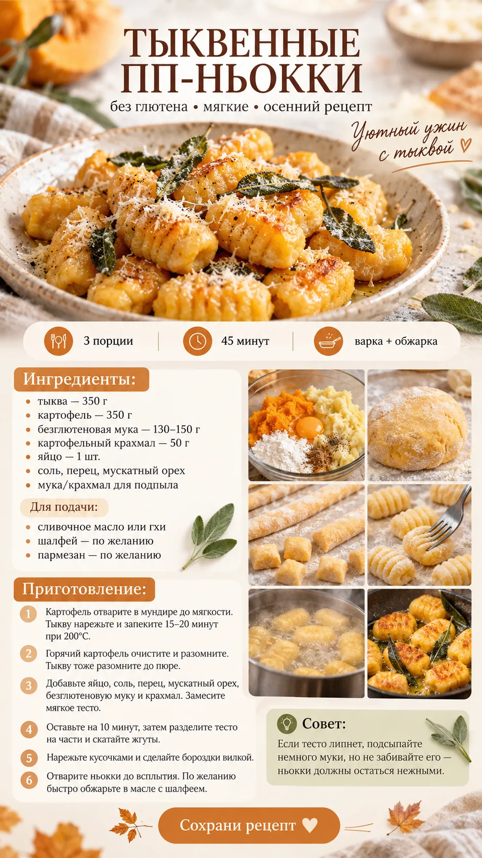 🎃 ПП тыквенные ньокки без глютена
