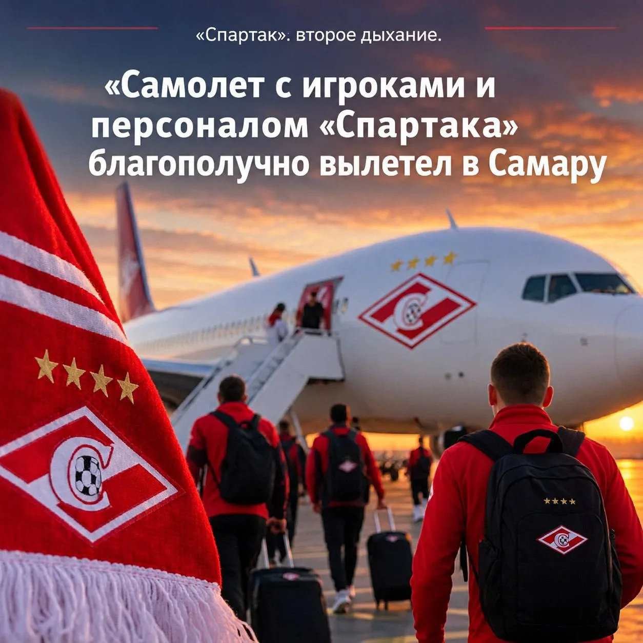 ⚔️✈️ Самолет с игроками и персоналом «Спартака» благополучно вылетел в Самару, удачи ре...