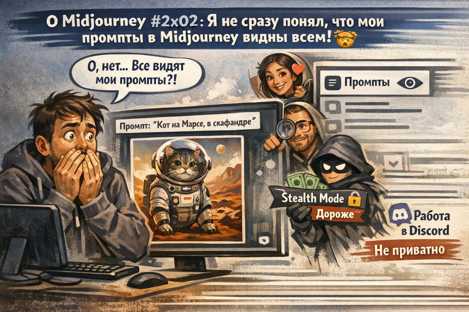 О Midjourney #2x02: Я не сразу понял, что мои промпты в Midjourney видны всем 🤯