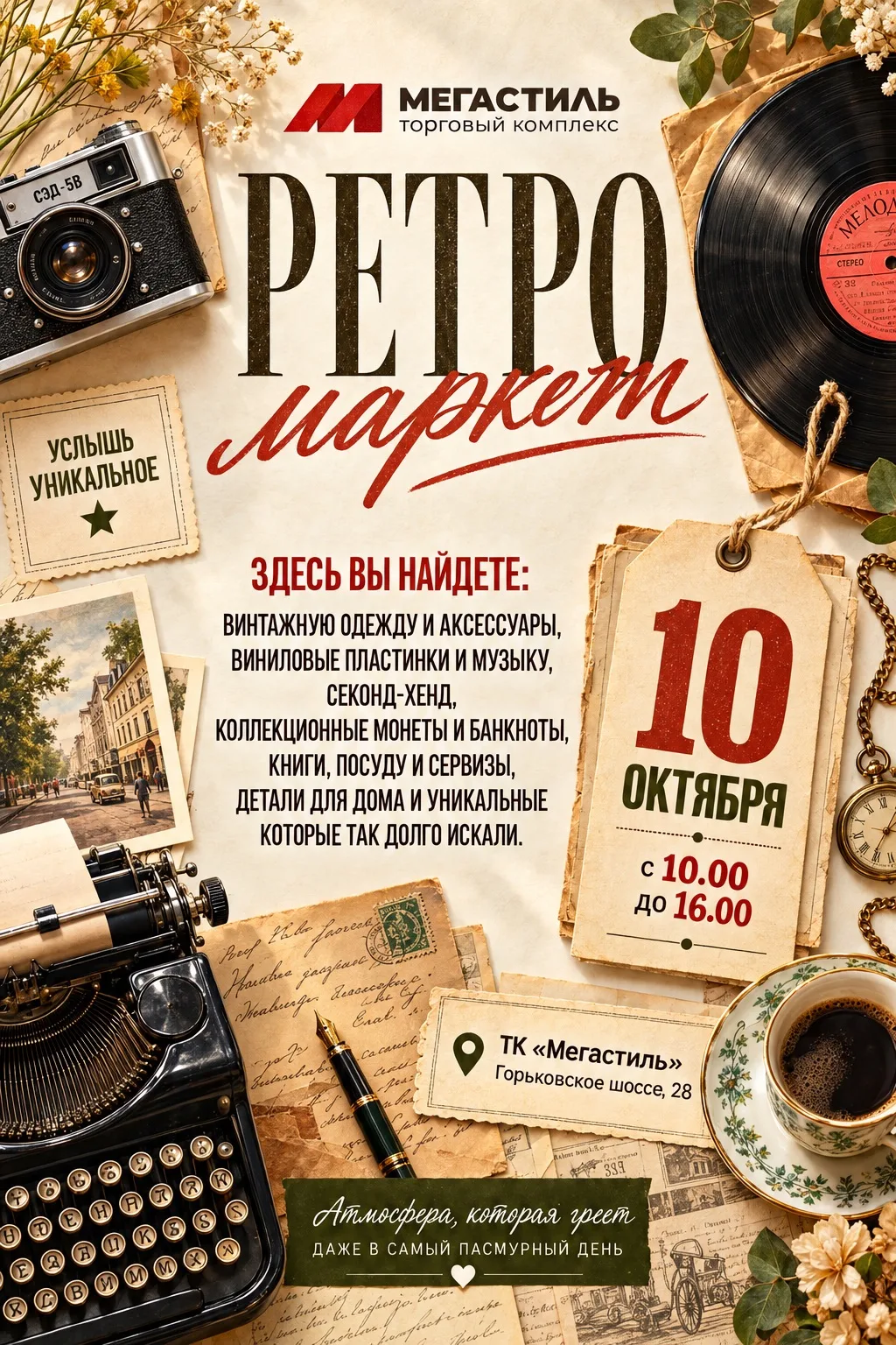 🎶📻 10 октября в ТК «Мегастиль» — РЕТРО-МАРКЕТ!