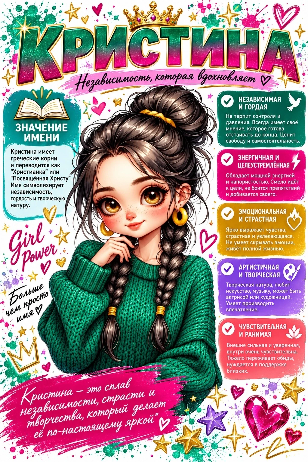Сегодня, по вашим просьбам, разберём значение имени КРИСТИНА 🎉🌹❤️