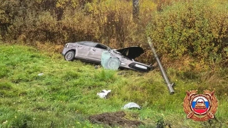🚗 На трассе М-10 в Тверской области легковушка врезалась в ограждение и вылетела в кюв...
