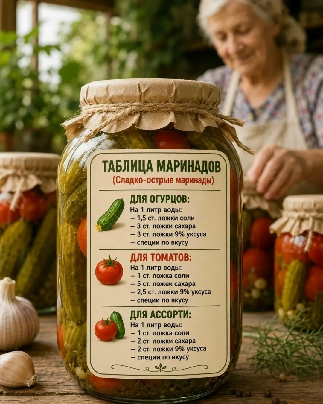 🥒 Таблица маринадов, которая всегда выручает в сезон заготовок!