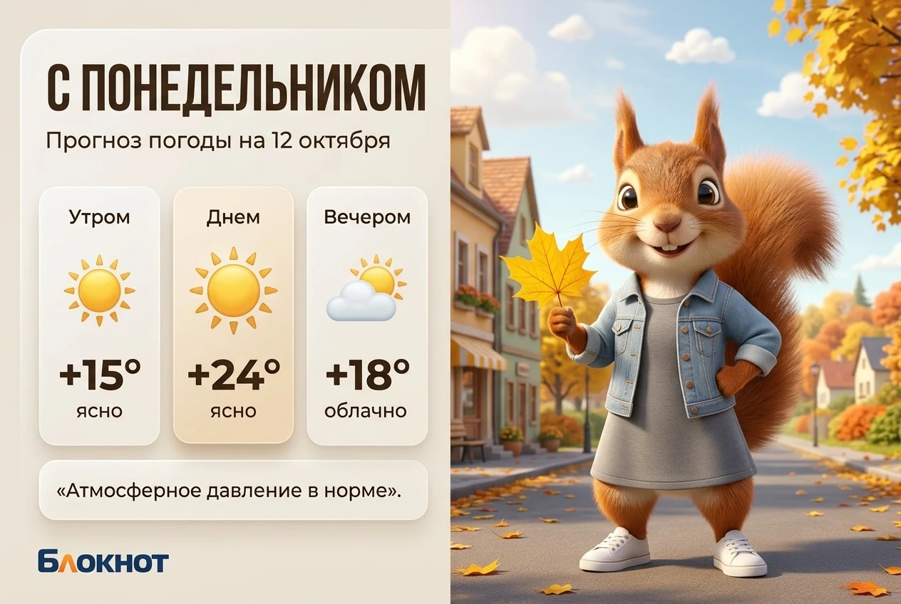 С понедельником: прогноз погоды на 12 октября