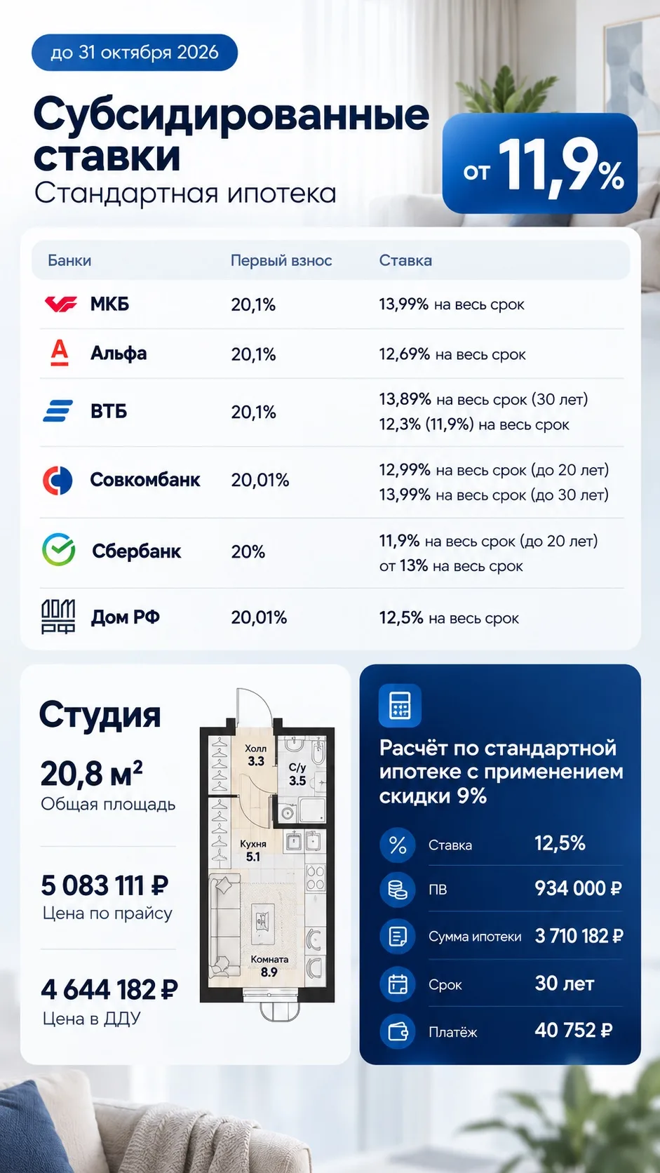 Субсидированная базовая ипотека🔥