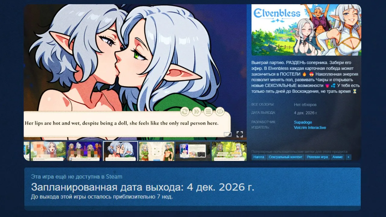 В Steam выйдет эльфийский хентай Elvenbless: Sexcesion Festival — карточная игра, где п...