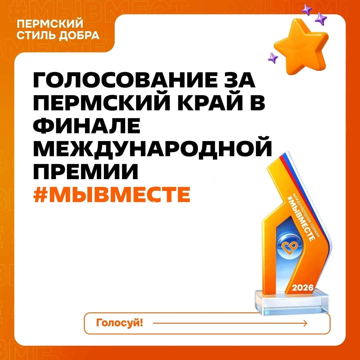 🗳 Пермский край — в финале Международной премии #МЫВМЕСТЕ!