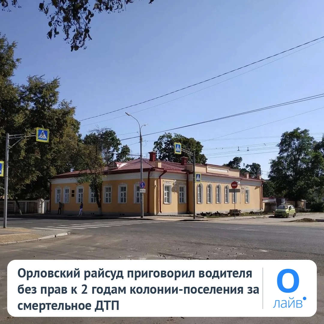 ⚖️ Орловский райсуд приговорил водителя без прав к 2 годам колонии-поселения за смертел...