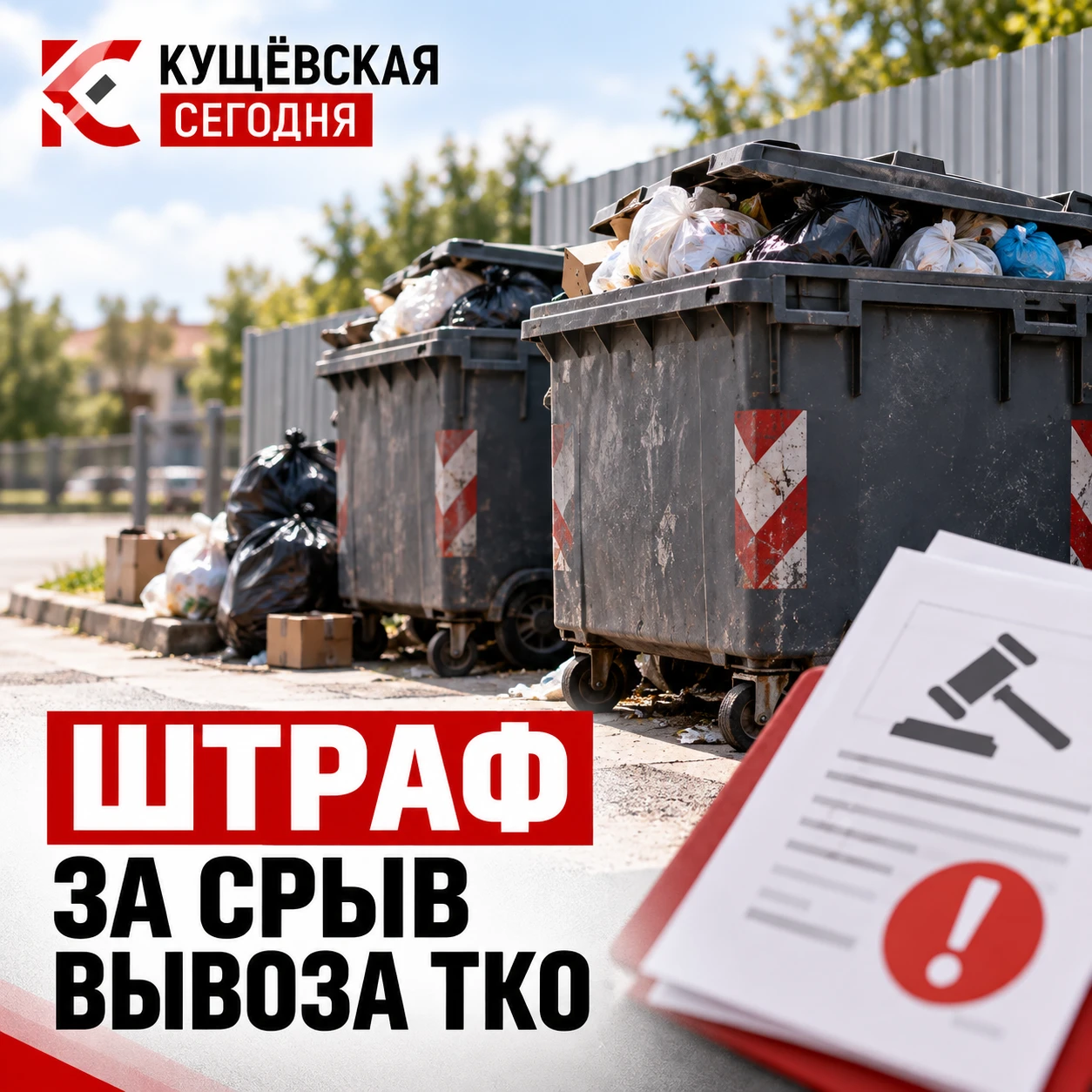 🗑 За несвоевременный вывоз мусора на Кубани оштрафовали на 300 тысяч рублей