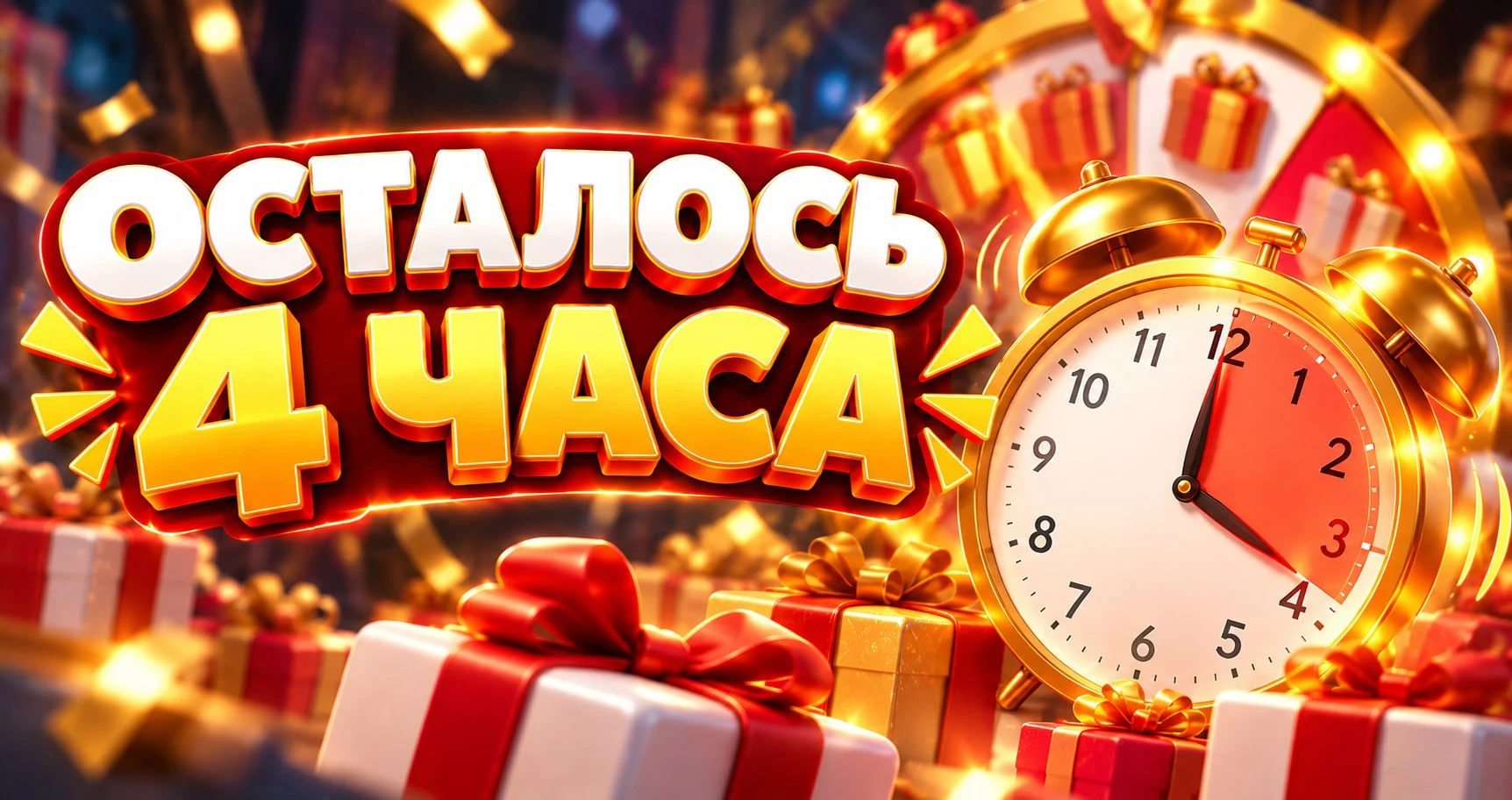 🎉 Осталось всего 4 часа, и в полночь Колесо Подарков остановится!