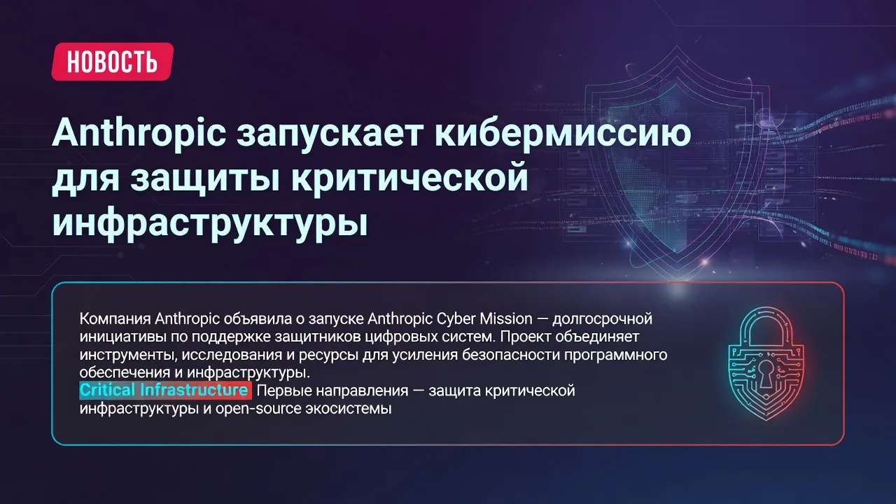 Anthropic запускает кибермиссию для защиты критической инфраструктуры