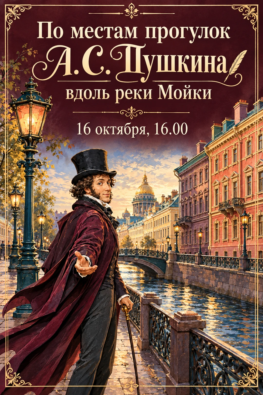 🌿 «По местам прогулок А.С. Пушкина вдоль реки Мойки» — бесплатная экскурсия