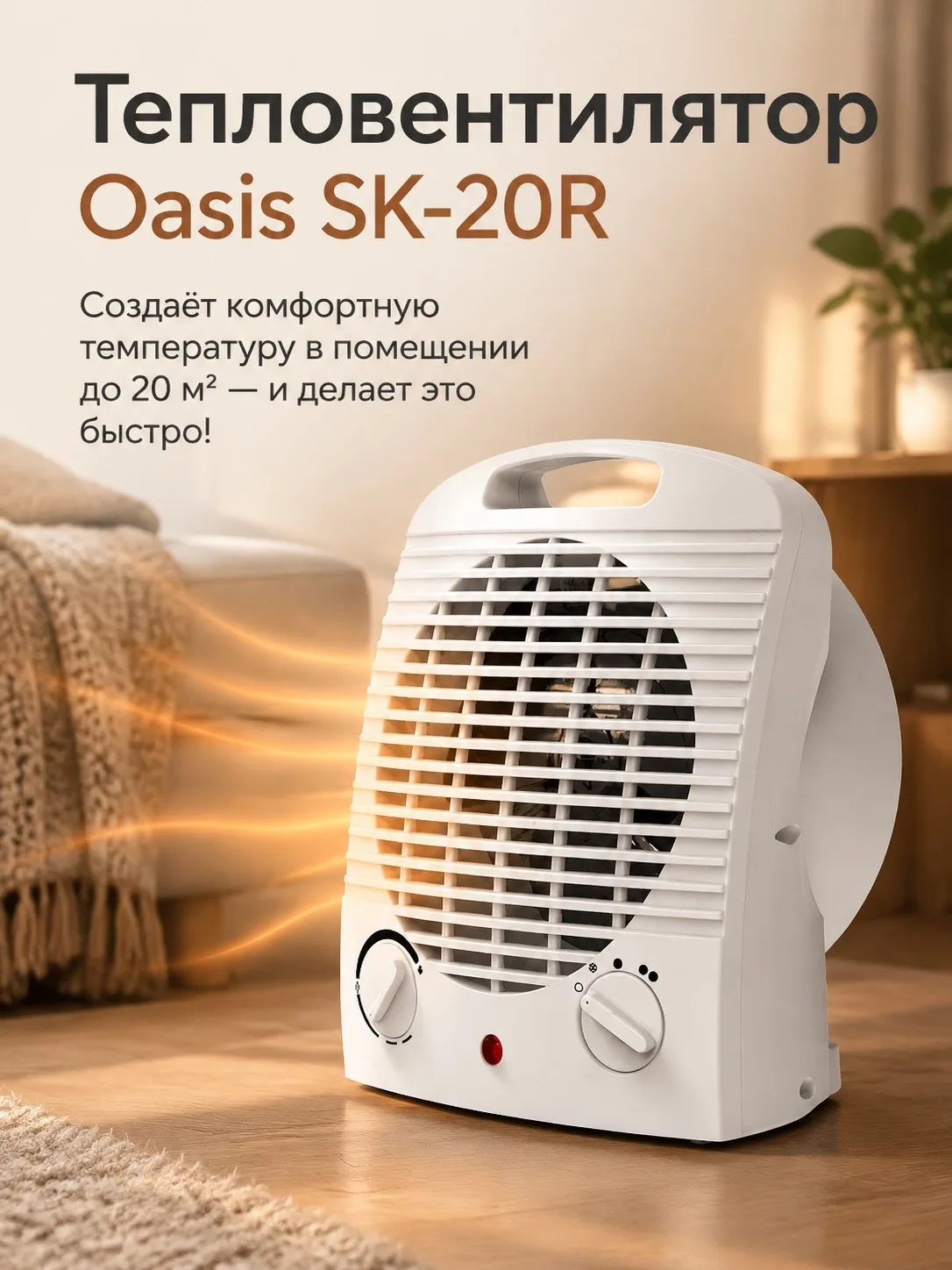 🔥 Тепловентилятор Oasis SK-20R — быстрый обогрев без хлопот! 🔥