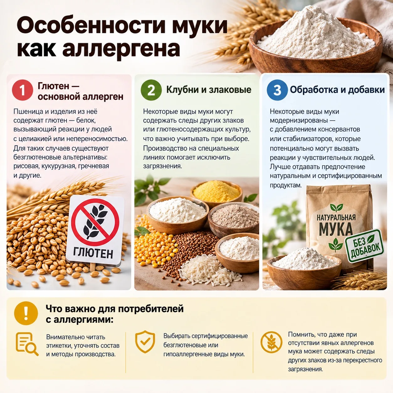 Важные особенности муки в контексте аллергенов, что особенно актуально для тех, кто при...