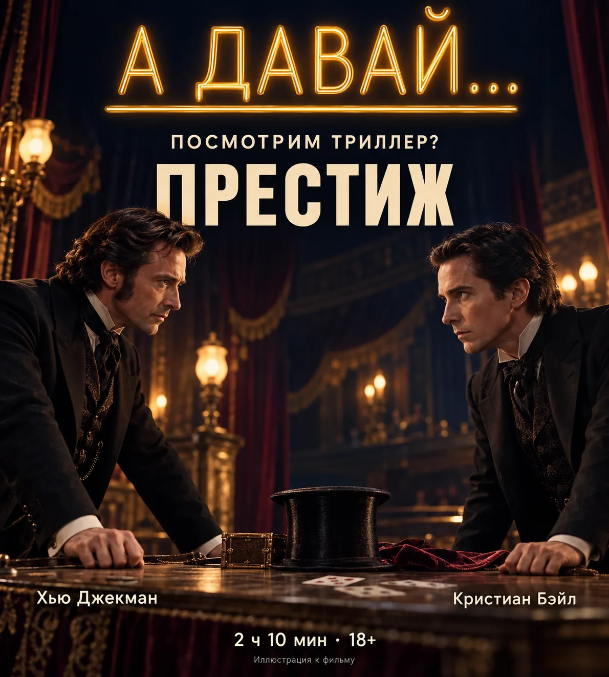 А давай посмотрим триллер, где тебя обманывают прямо на глазах? 🎩