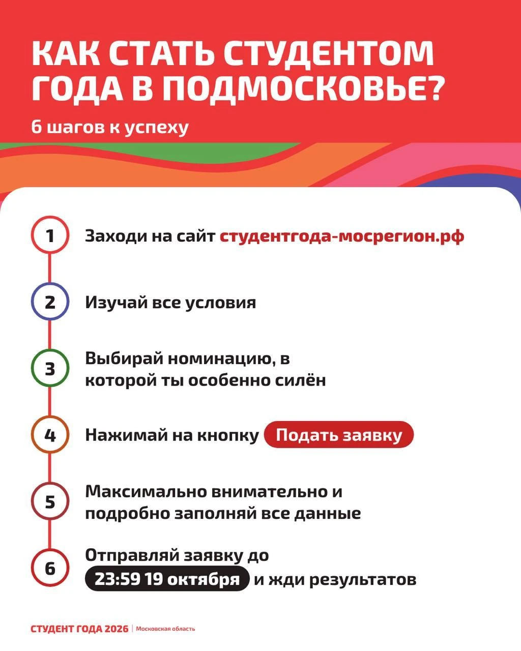 В Подмосковье начался приём заявок на участие в региональном этапе премии «Студент года...