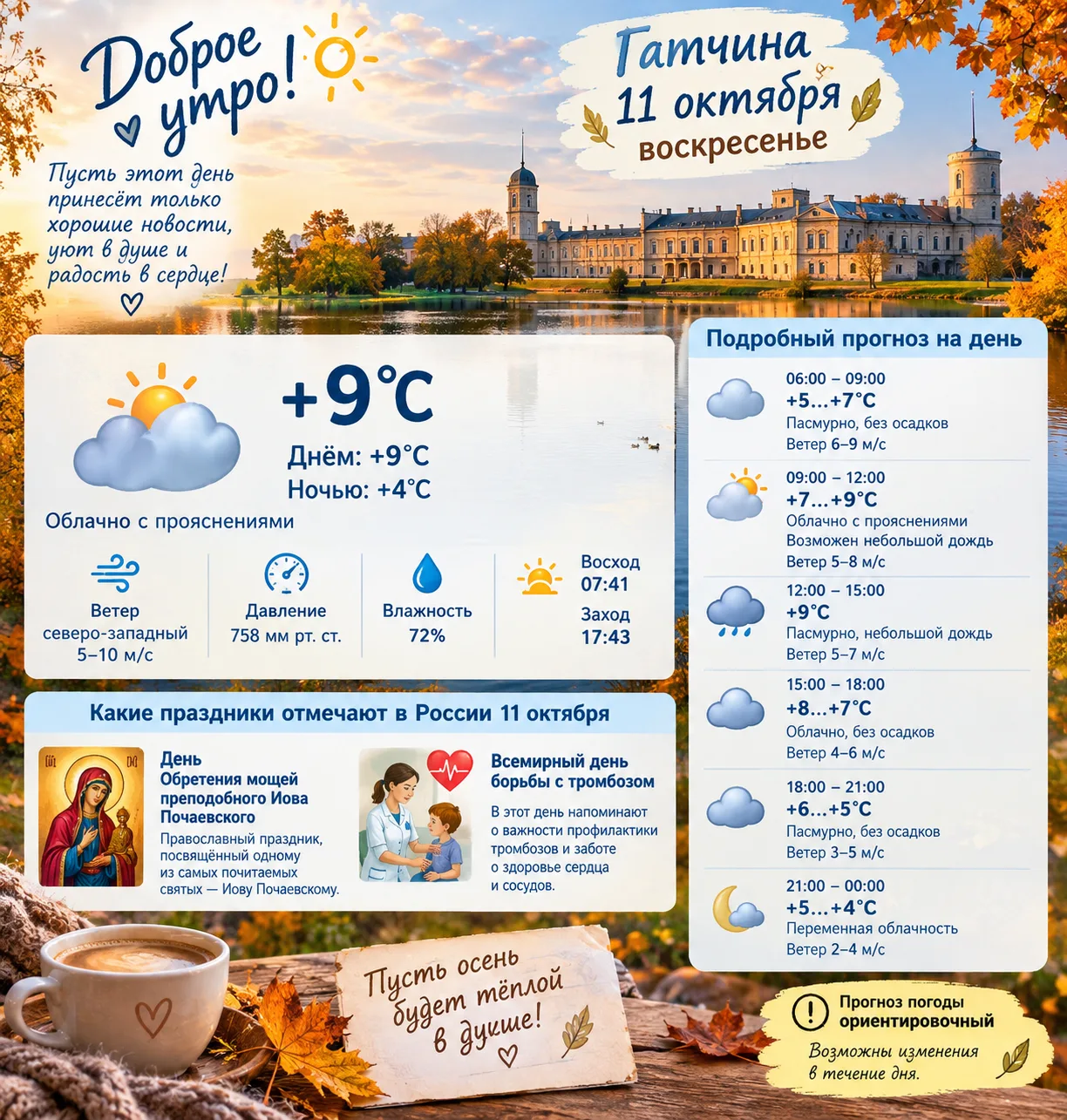 Погода на сегодня в Гатчине 🌤️