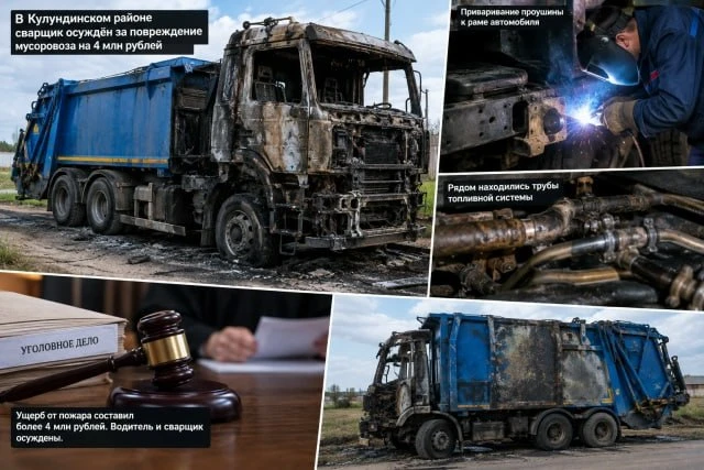 В Кулундинском районе сварщик осуждён за повреждение мусоровоза на 4 млн рублей
