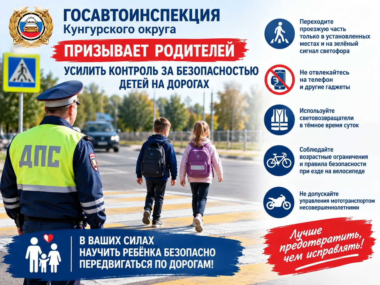 🚔Госавтоинспекция призывает родителей уделить повышенное внимание безопасности детей