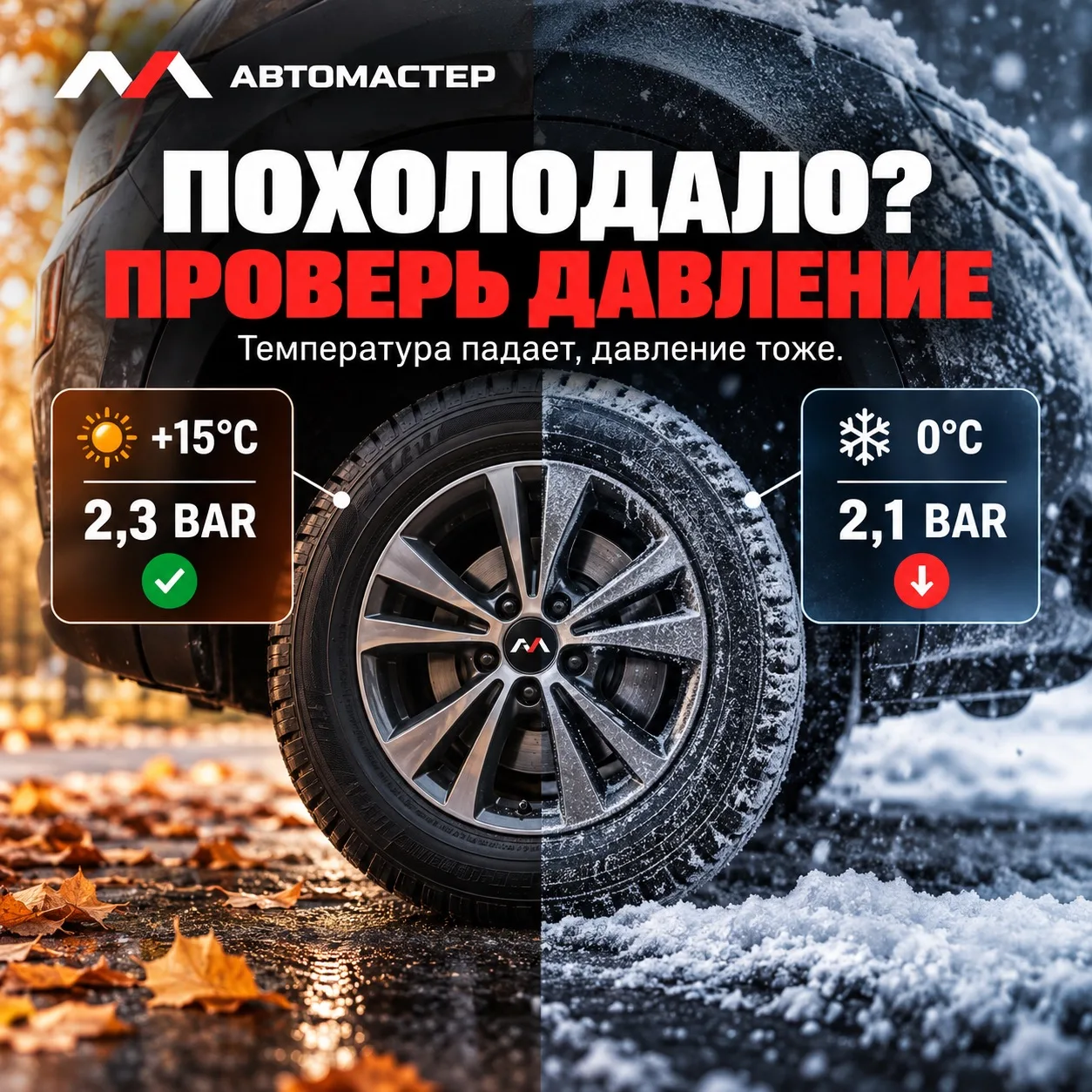 Почему с похолоданием давление в шинах становится ниже? 🛞