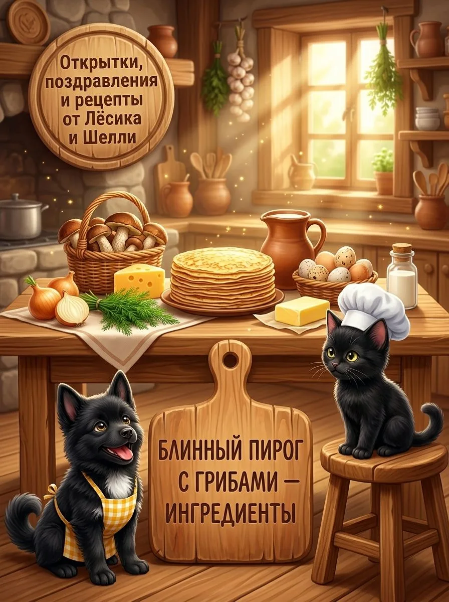ПРАЗДНИЧНЫЙ ПОКРОВСКИЙ ЗАЛИВНОЙ БЛИННЫЙ ПИРОГ С ГРИБАМИ И СЫРОМ 🥧🥞🧀✨