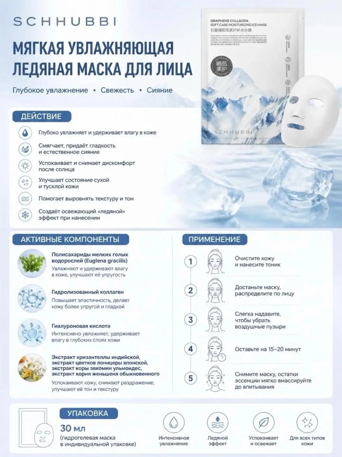 Увлажняющая ледяная маска для лица SCHHUBBI