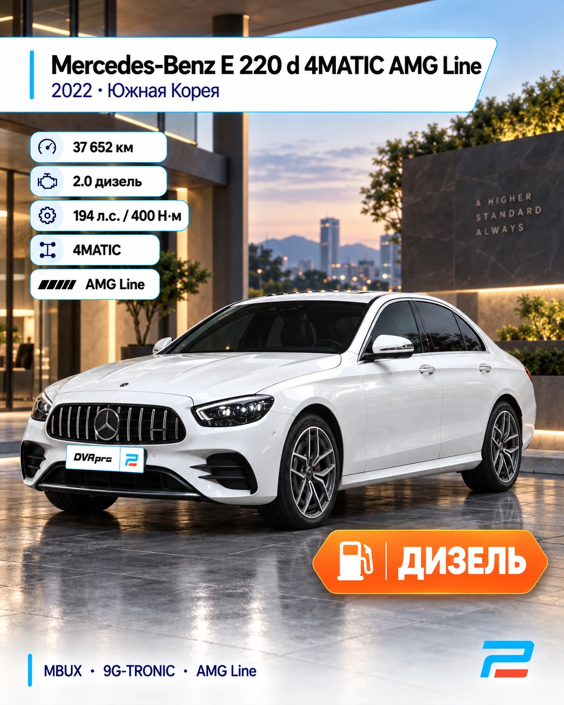 🔥Mercedes-Benz E 220 d 4MATIC AMG Line 2022 на ДИЗЕЛЕ