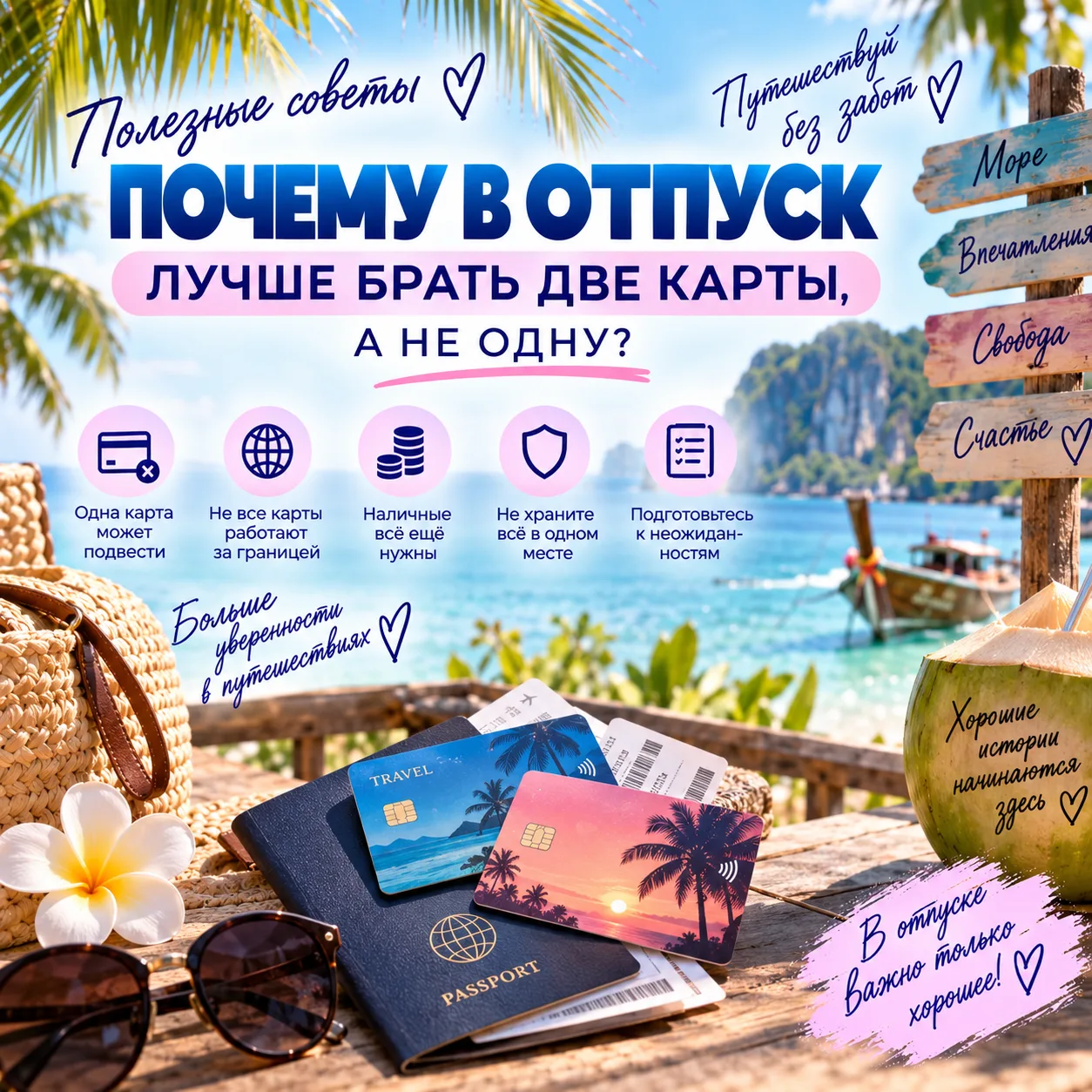 💳 ПОЧЕМУ В ОТПУСК ЛУЧШЕ БРАТЬ ДВЕ БАНКОВСКИЕ КАРТЫ, А НЕ ОДНУ? 😳