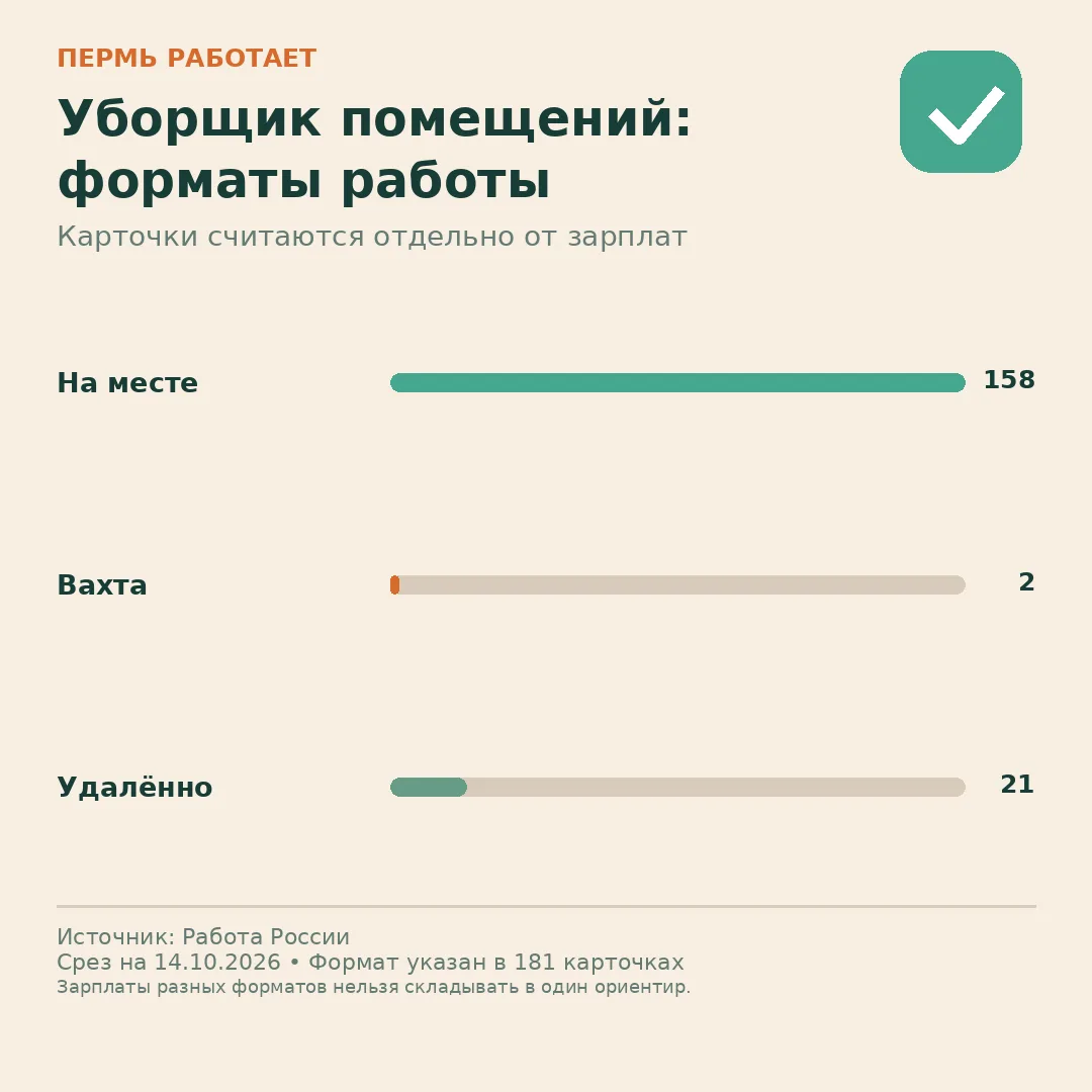 🕒 Уборщик помещений: на месте, вахта или удалённо