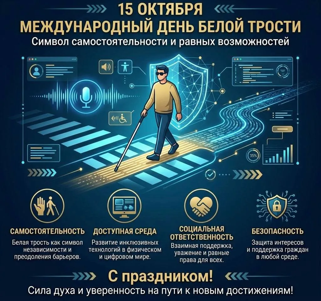 ❗️15 октября — Международный день белой трости👩🏻‍🦯