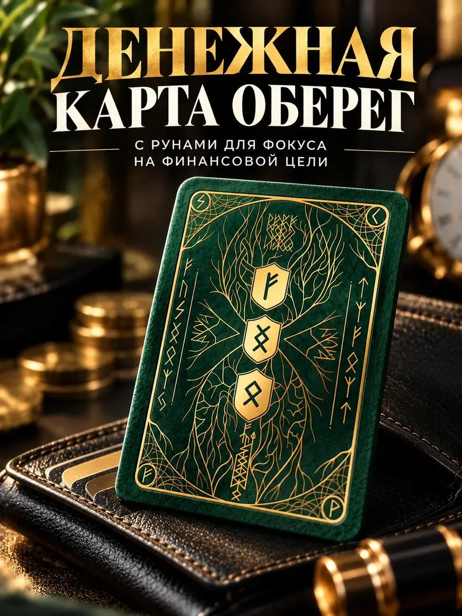 🔥 Карта-оберег денежная с рунами, талисман в кошелек