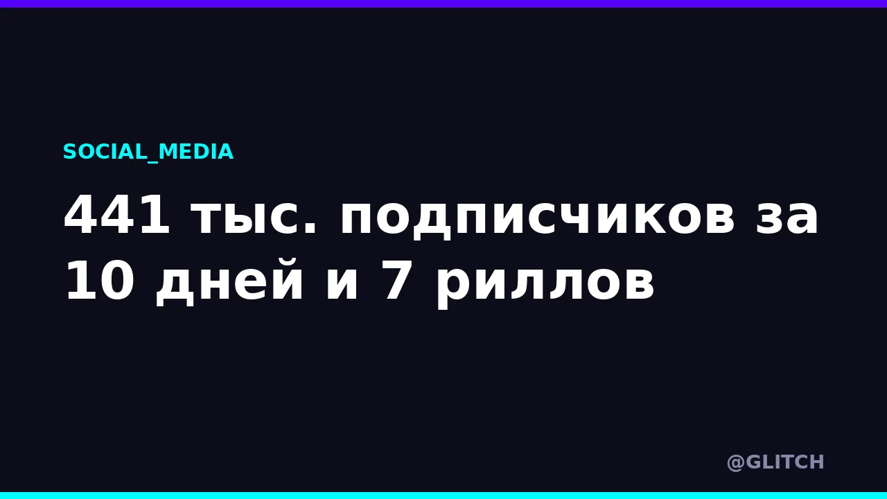 441 тыс. подписчиков за 10 дней и 7 риллов