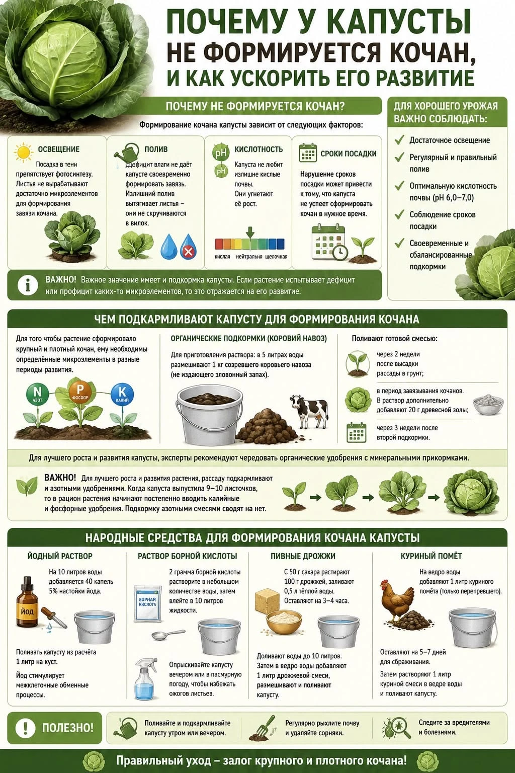 Почему у капусты не формируется кочан🥬