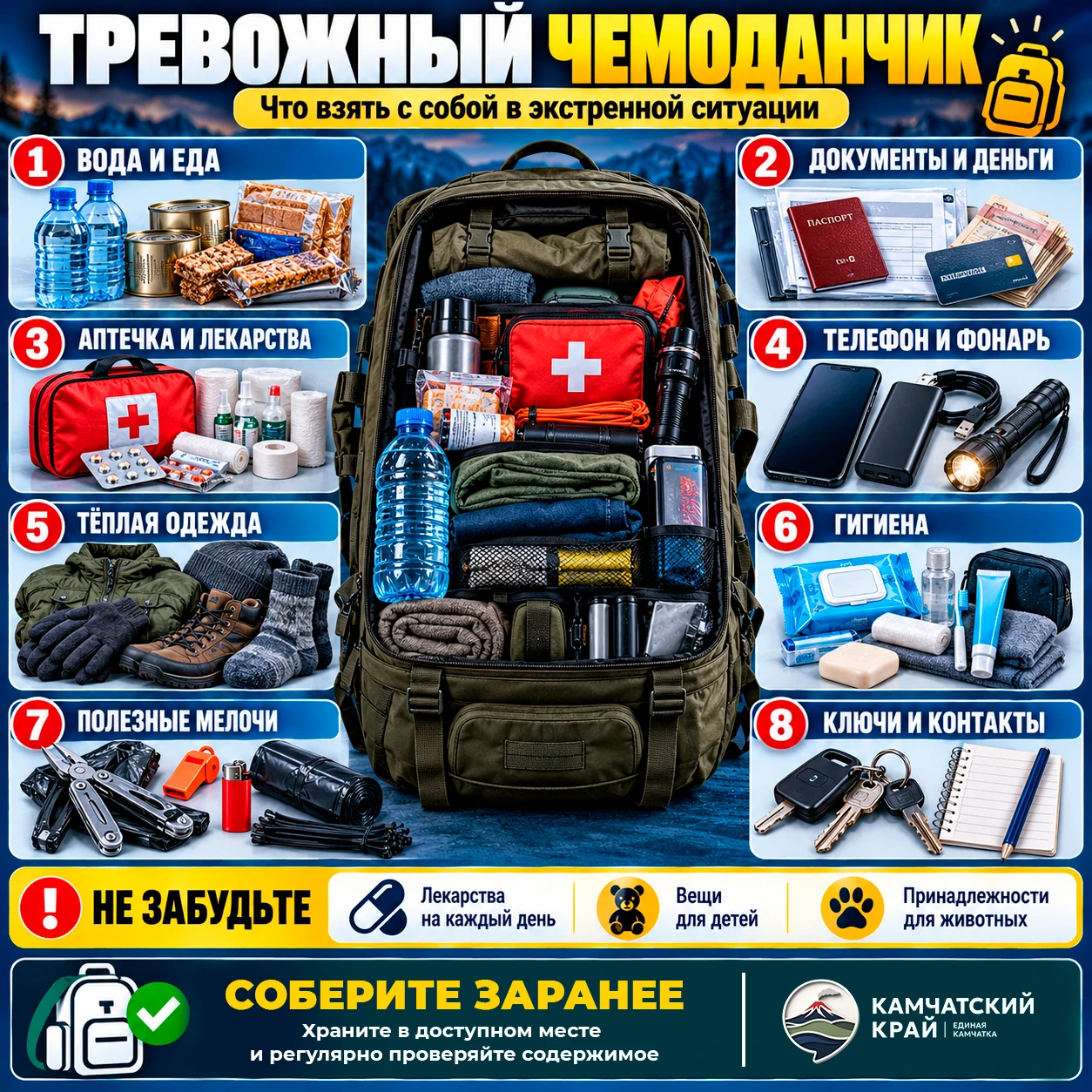 🎒 Тревожный чемоданчик: что взять с собой в экстренной ситуации?