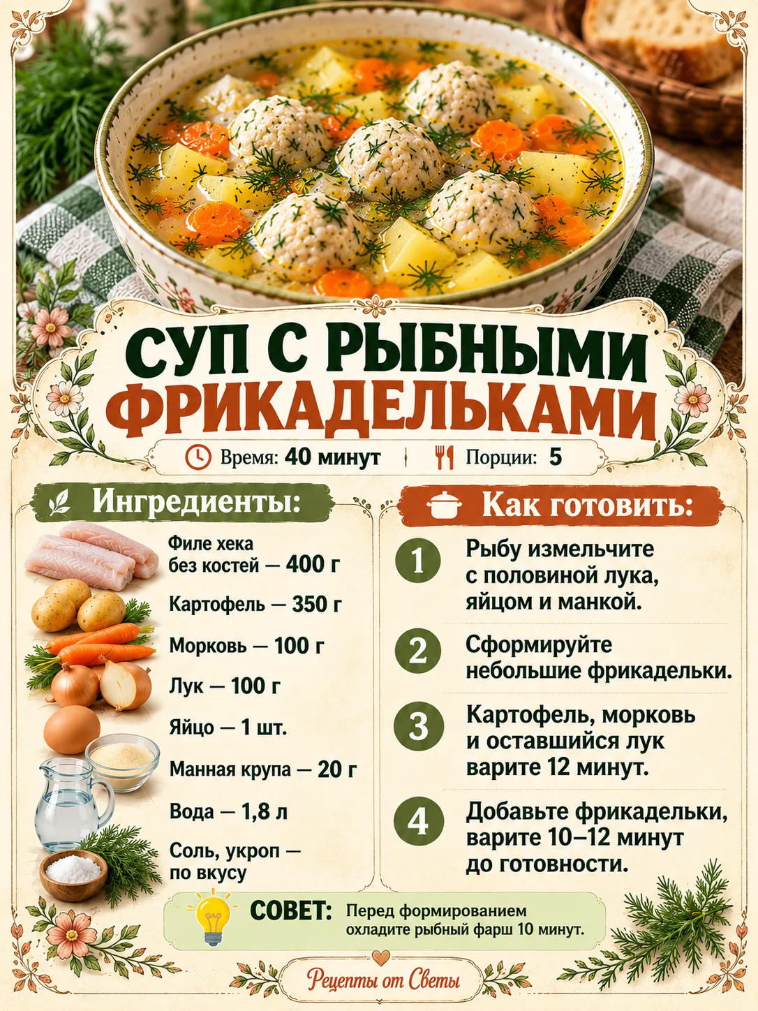 🐟 Суп с рыбными фрикадельками, лёгкий, нежный и такой аппетитный, что даже нелюбители ...