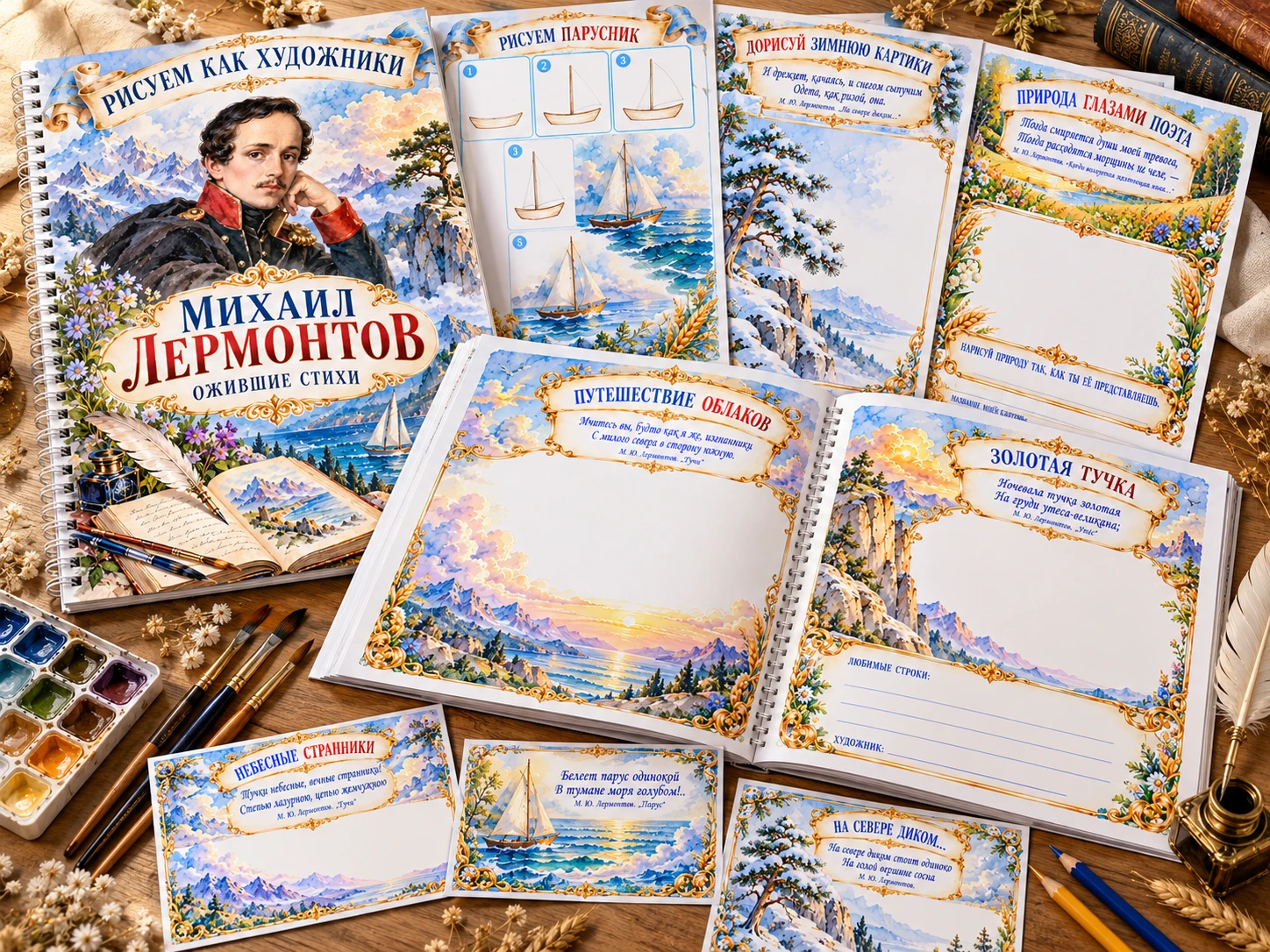 🎨📖 РИСУЕМ КАК ХУДОЖНИКИ. МИХАИЛ ЛЕРМОНТОВ «ОЖИВШИЕ СТИХИ» 🏔️✨
