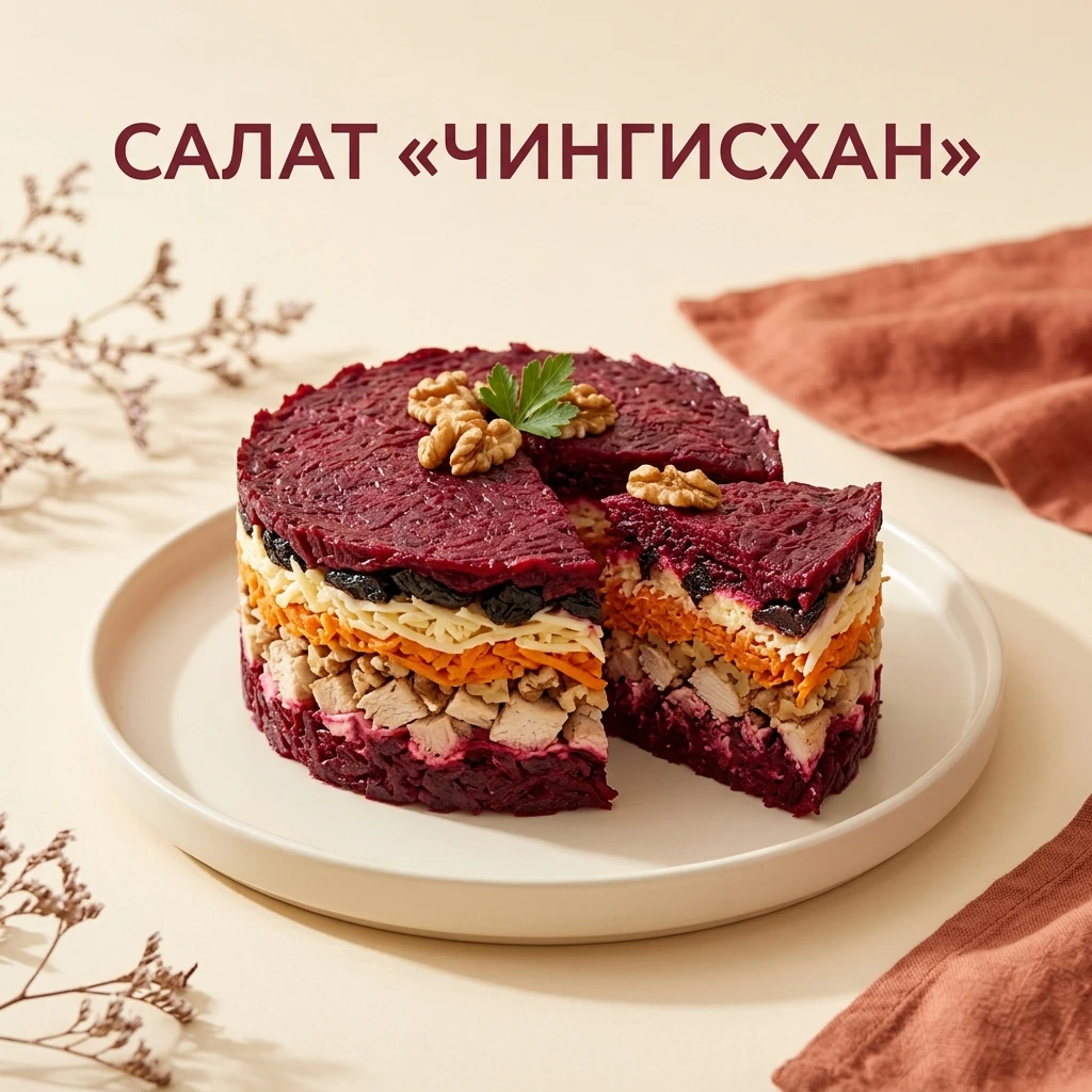 🥗 Салат «Чингисхан» — для тех, кто любит сытные слоёные салаты