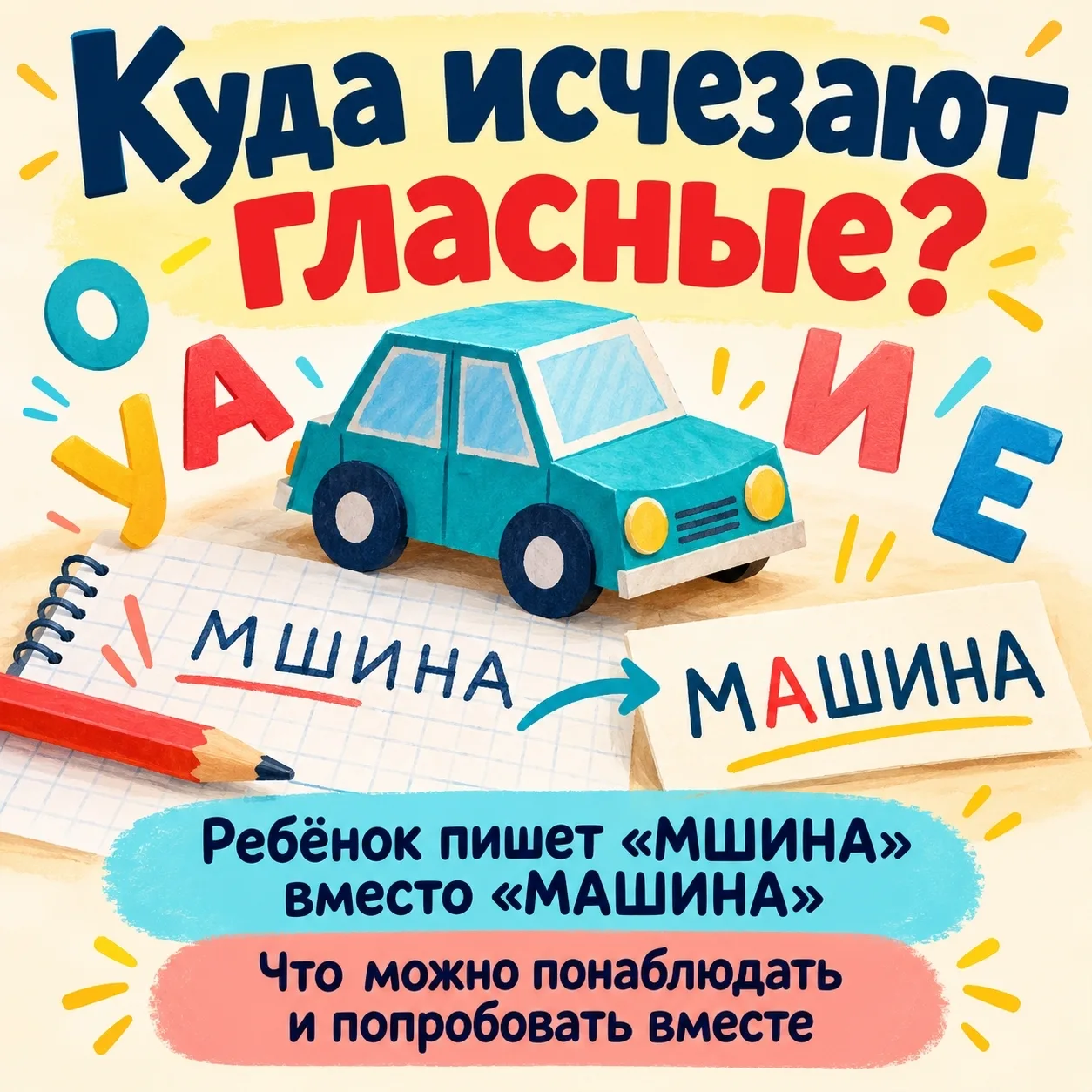 ✏ «МШИНА» ВМЕСТО «МАШИНА»: КУДА ИСЧЕЗАЮТ ГЛАСНЫЕ? 🧐