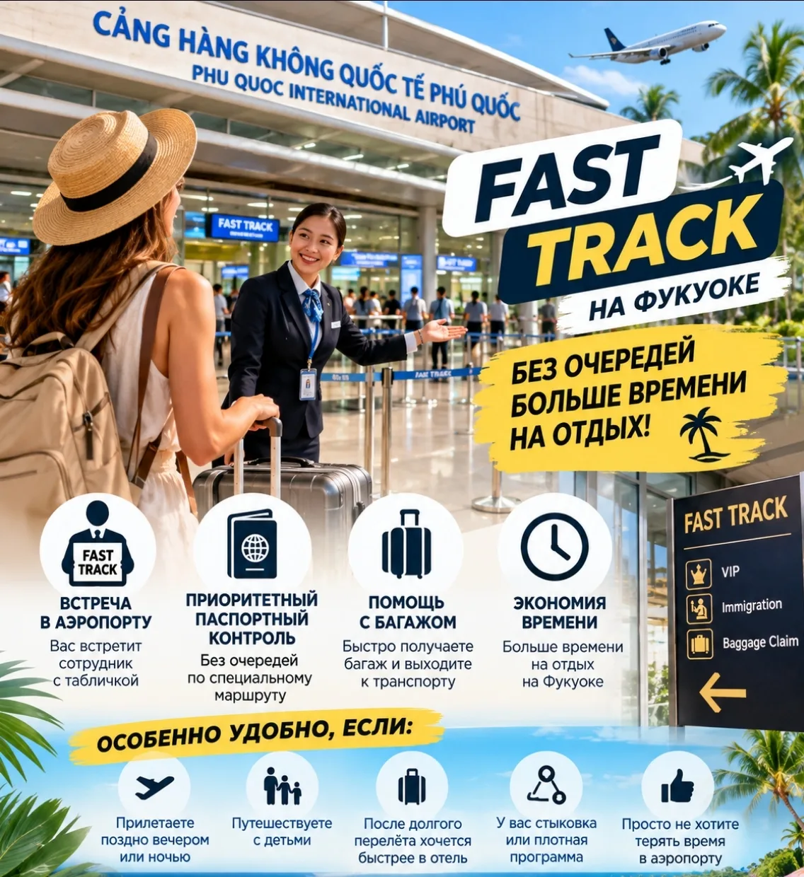 ✈️ Прилетели на Фукуок после долгого перелёта и совсем не хочется стоять в очередях? 😩