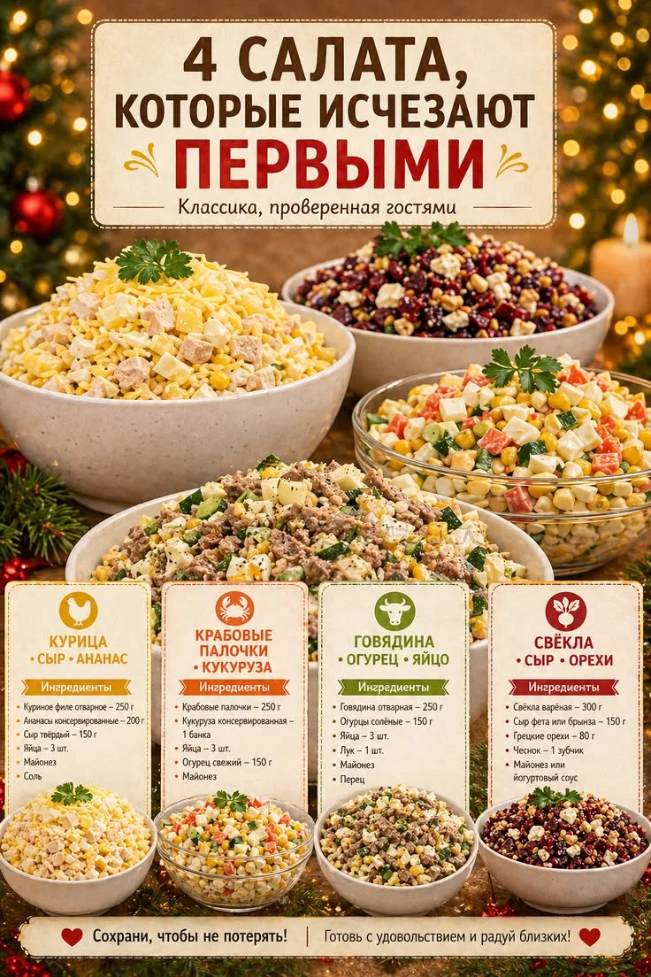 Топ-4 салата, которые исчезают со стола первыми