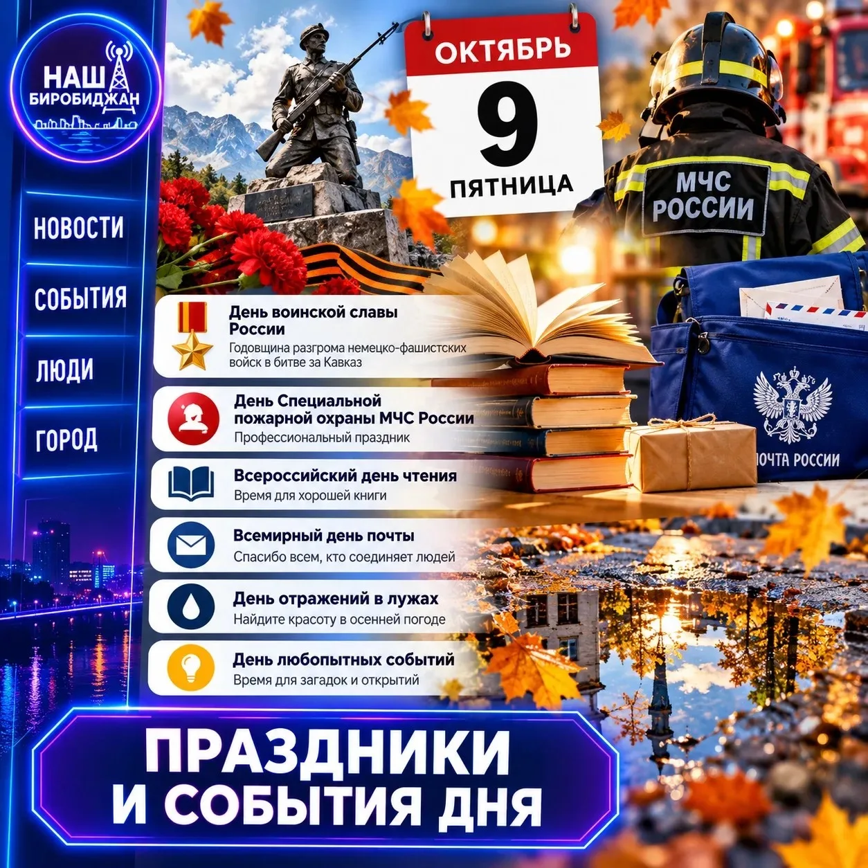 🗓️ 9 октября 2026 года: День воинской славы, почты и осенних отражений! ✨