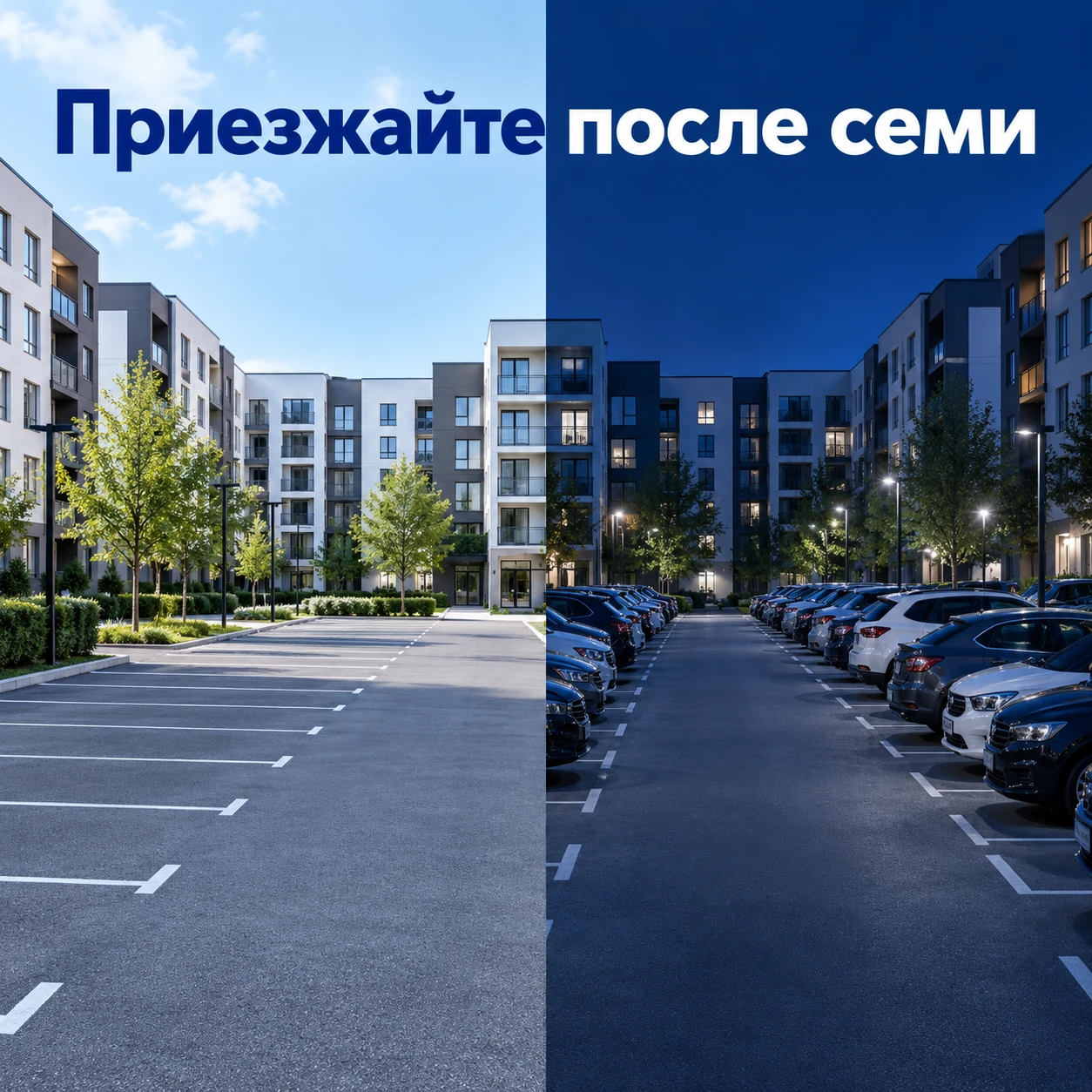 Парковку смотрят не днём, а когда все вернулись домой