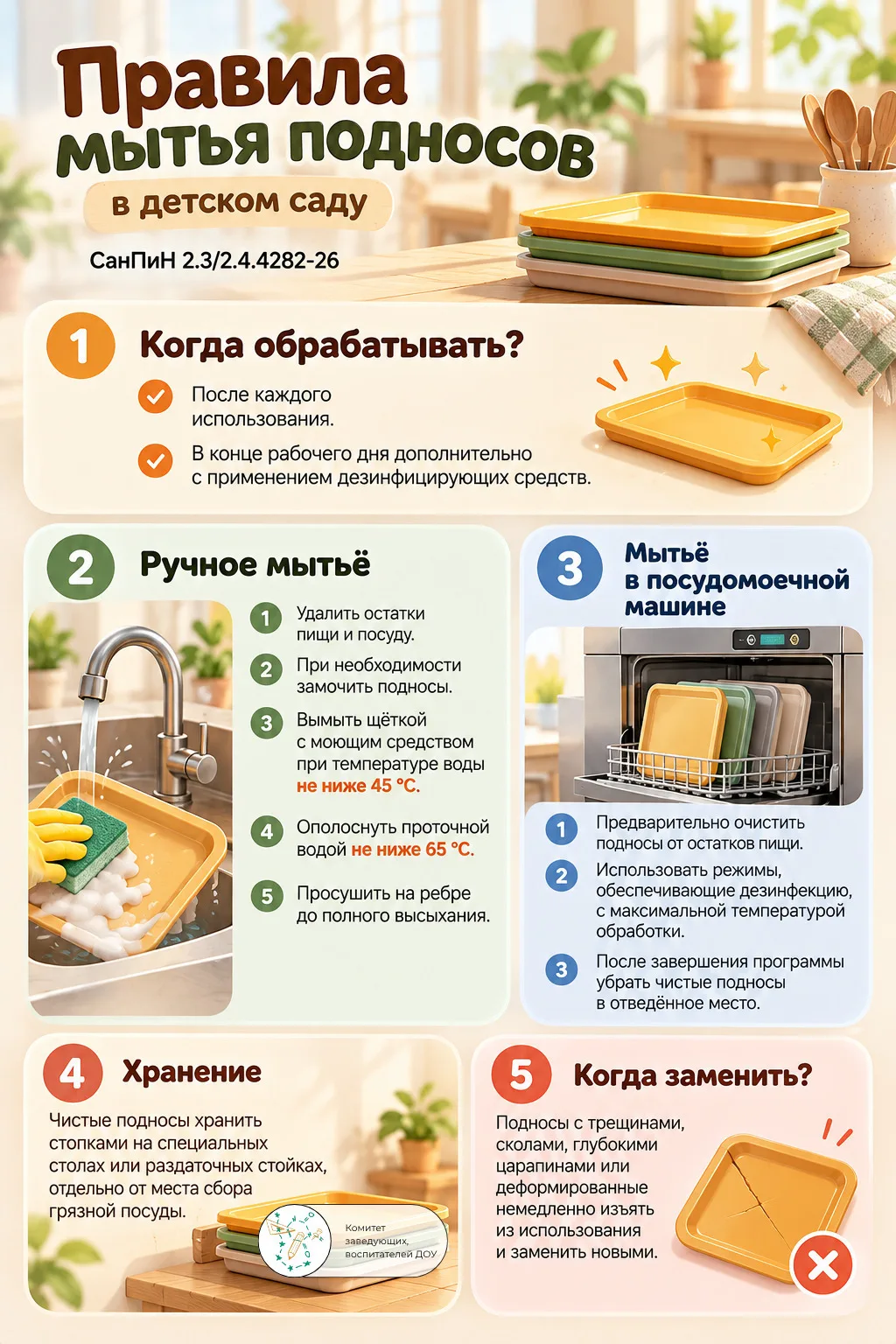 Инструкция по мытью подносов 🧽